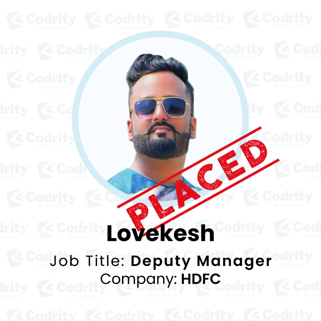 lovekesh placed as deputy manager codrity student